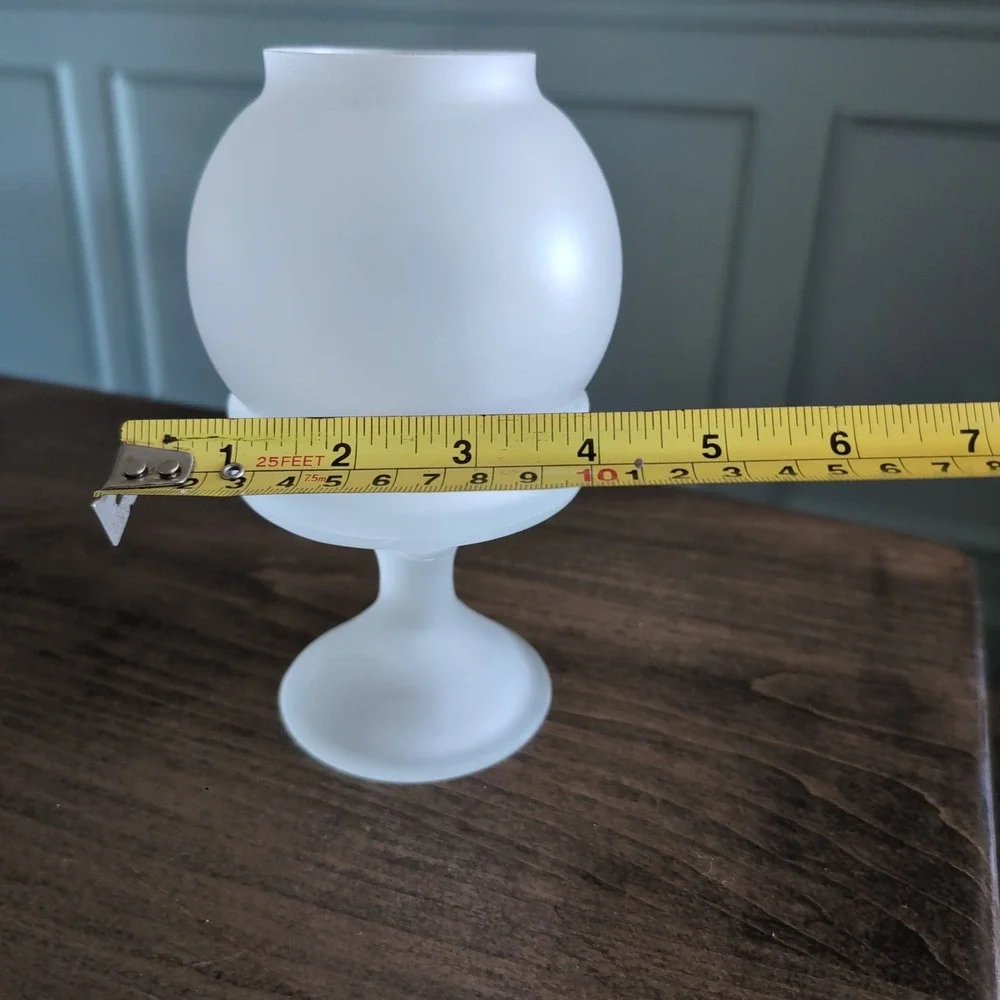 Vintage LE Smith Frosted Fairy Lamp Satin Glass Candle Holder MCM Cottagecore
